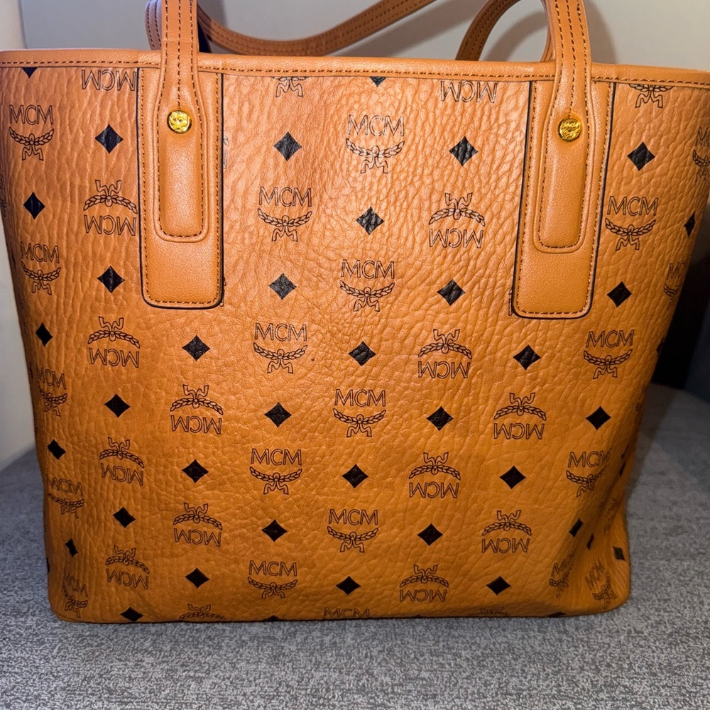 MCM Tan Leather Tote Bag